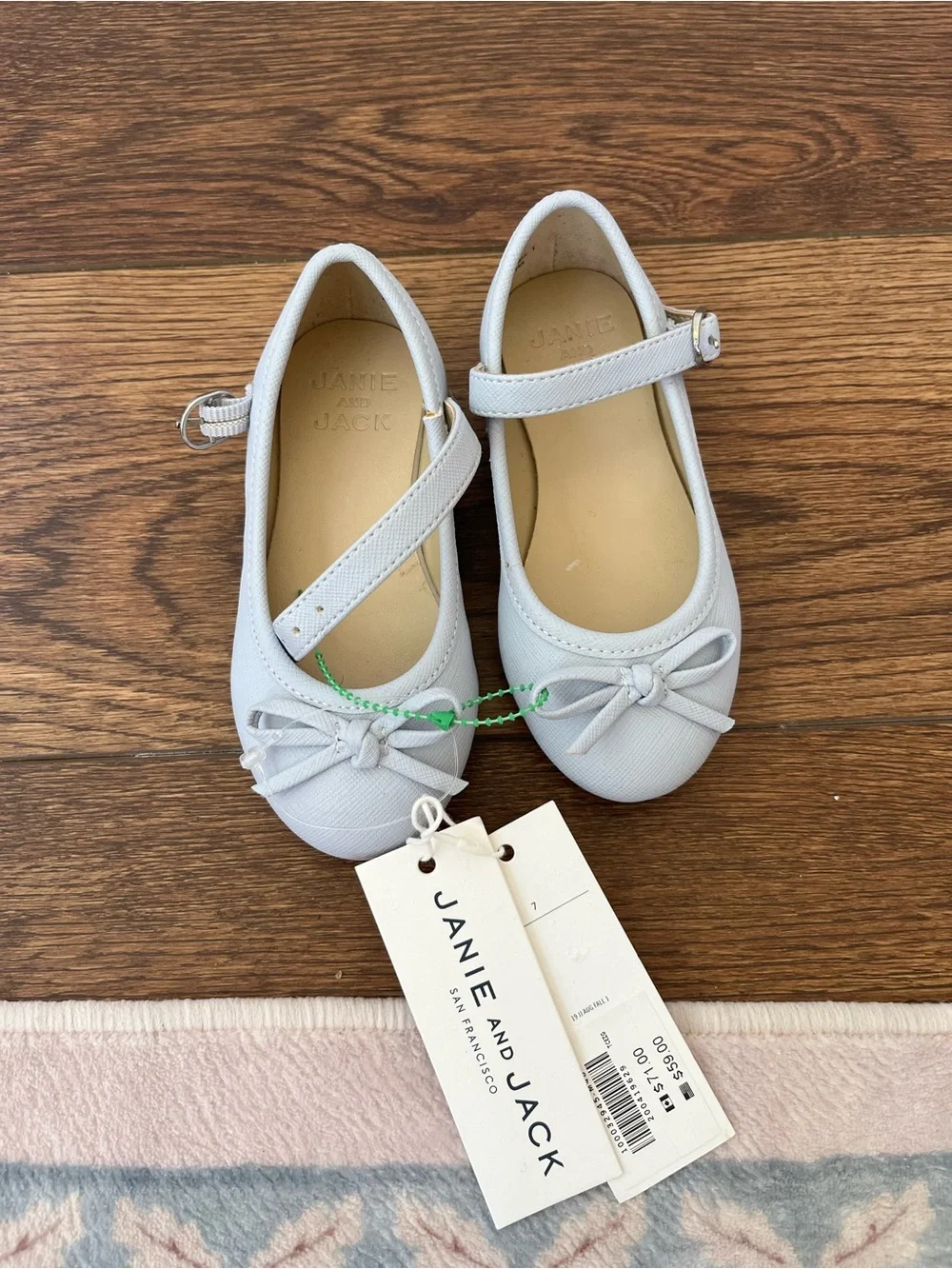 Janie and Jack Little Girls Light‎ Blue Mary Jane Bow Flats NWT Flower Girl